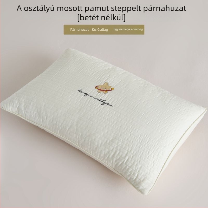 Párnahuzat, A osztályú mosott pamutból, steppelt bevonattal, belső töltet nélkül; levehető és mosható; hímzett, 100% pamut