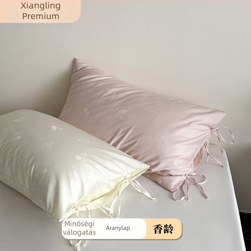 100S hosszú szálú pamut párnahuzat, egy darab, jacquard mintázat, kötős zárás