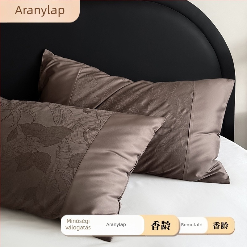 100S hosszú szálú pamut párnahuzat, egy darab, jacquard mintázat, kötős zárás