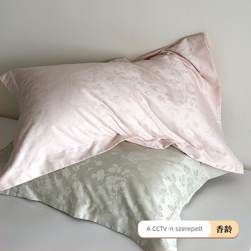 100S hosszú szálú pamut párnahuzat, egy darab, jacquard mintázat, kötős zárás