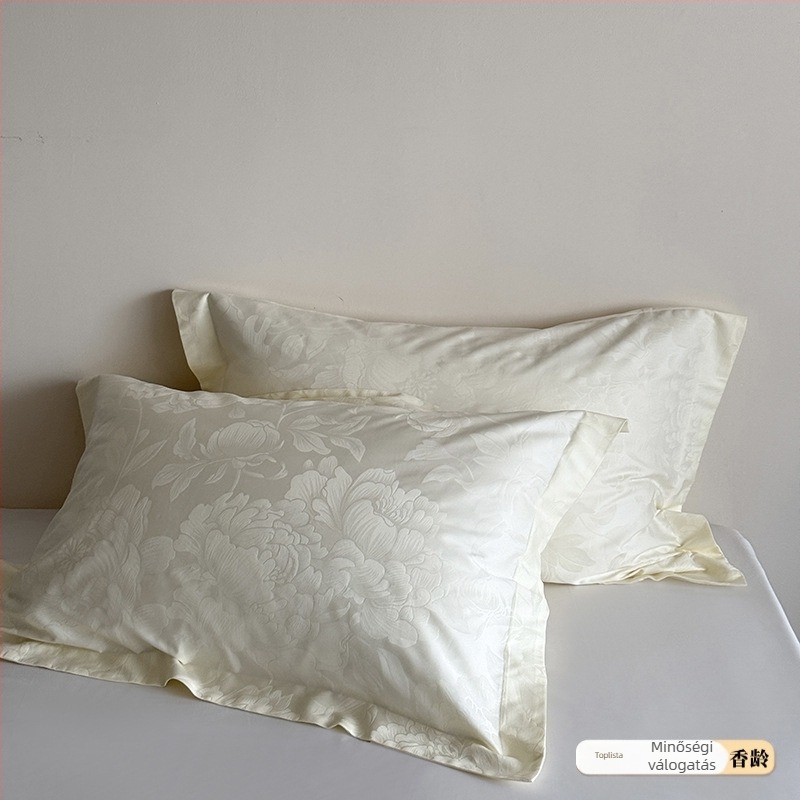 100S hosszú szálú pamut párnahuzat, egy darab, jacquard mintázat, kötős zárás