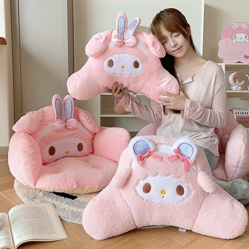 My Melody hátsó párna, plüss anyagból, PP pamut töltettel, aranyos állatmintával – irodai székhez, kollégiumhoz és autóhoz