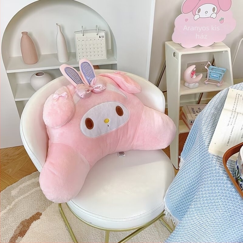 My Melody hátsó párna, plüss anyagból, PP pamut töltettel, aranyos állatmintával – irodai székhez, kollégiumhoz és autóhoz