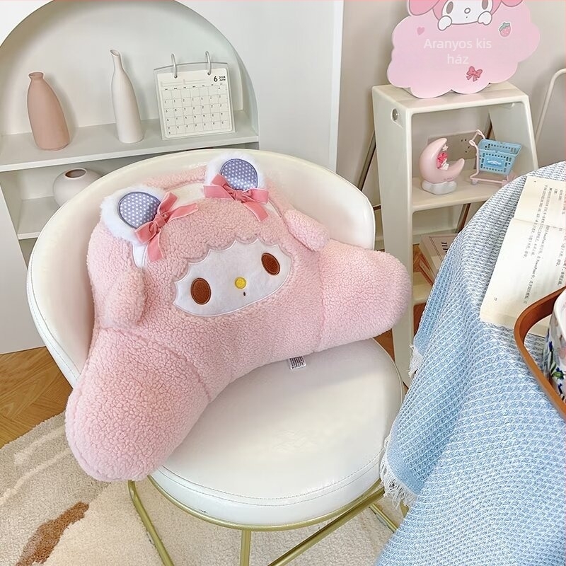 My Melody hátsó párna, plüss anyagból, PP pamut töltettel, aranyos állatmintával – irodai székhez, kollégiumhoz és autóhoz