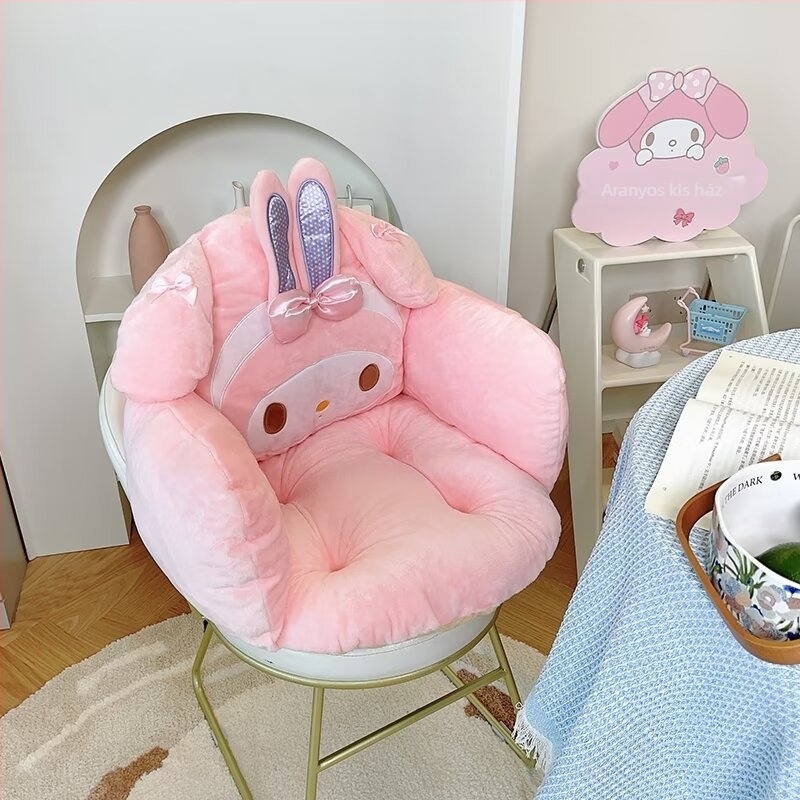 My Melody hátsó párna, plüss anyagból, PP pamut töltettel, aranyos állatmintával – irodai székhez, kollégiumhoz és autóhoz