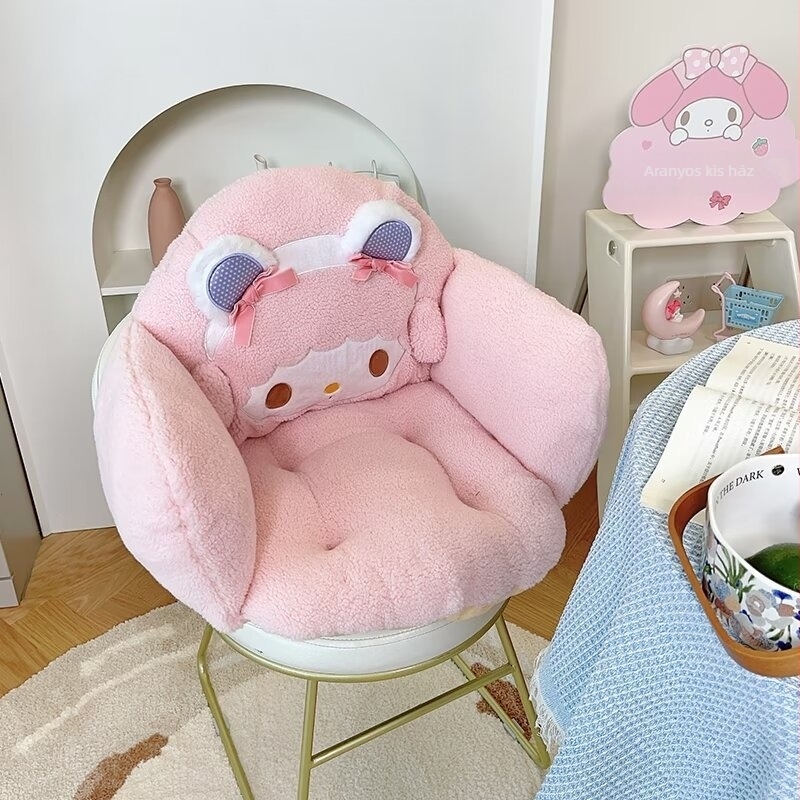 My Melody hátsó párna, plüss anyagból, PP pamut töltettel, aranyos állatmintával – irodai székhez, kollégiumhoz és autóhoz