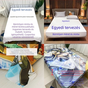 Személyre szabott lepedő diákkollégiumba, anime mintával, 100% pamut, matracvédő