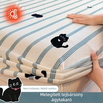 Tej velúr gumis lepedő, téli fleece belsővel, korall plüss velúr, rajzfilm minta, 3 részes készlet