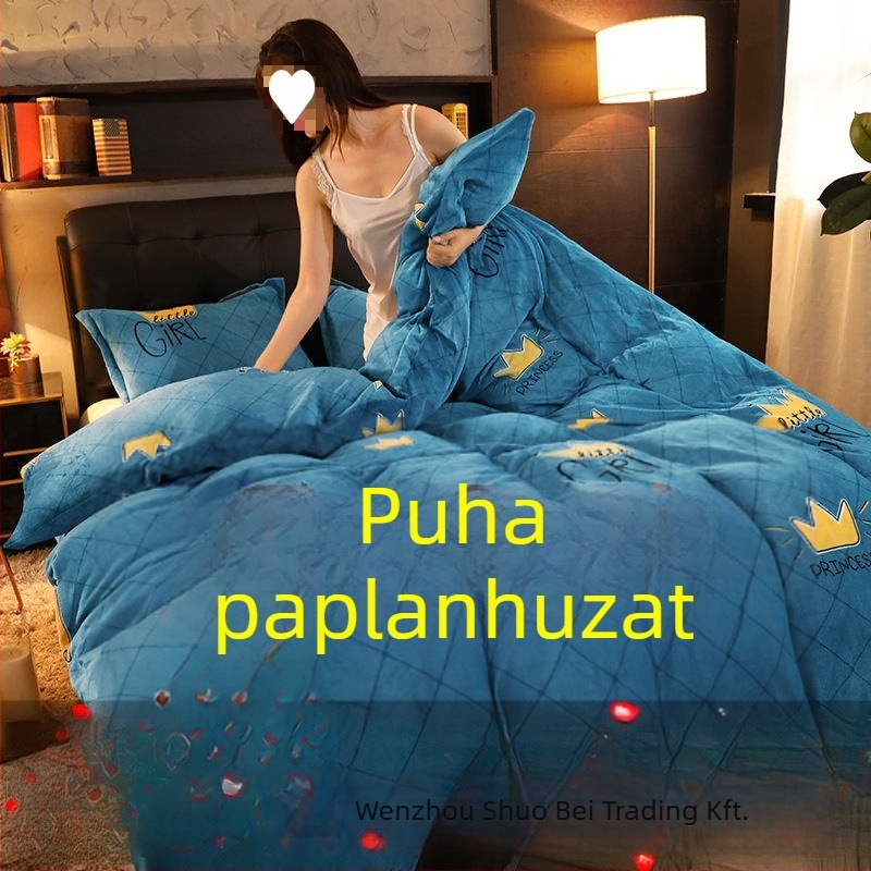 Poliészter paplanhuzat korall fleece-sel, francia stílus, reaktív nyomtatás, tömeg 1500–2000 g
