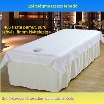 Fehér masszázságy lepedő, 100% pamut, perforált, kozmetikai szalonhoz