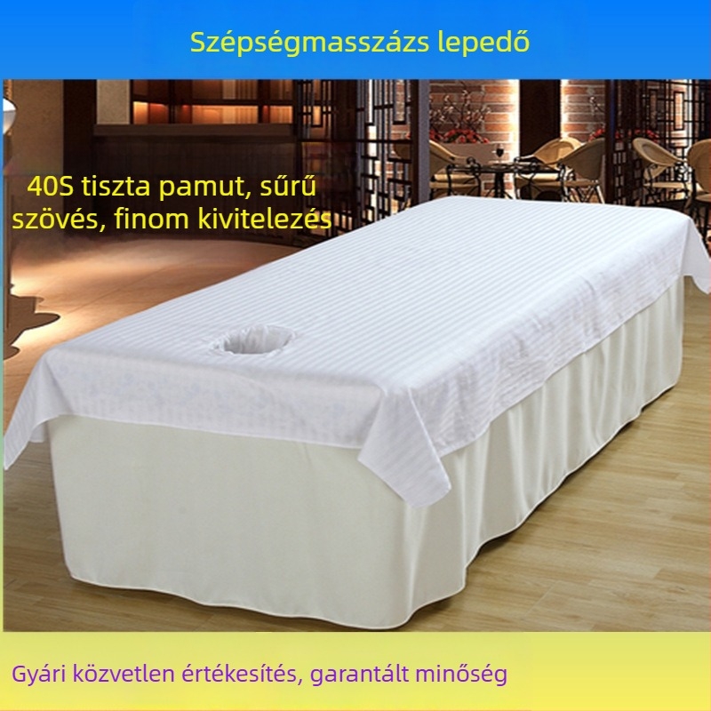 Fehér masszázságy lepedő, 100% pamut, perforált, kozmetikai szalonhoz