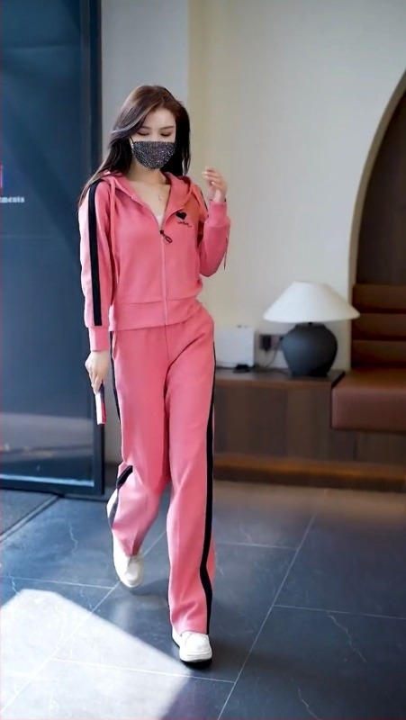 Xiucaiyi női két részes casual szett 3D mintával, poliészter/elasztán keverék, japán-koreai stílus