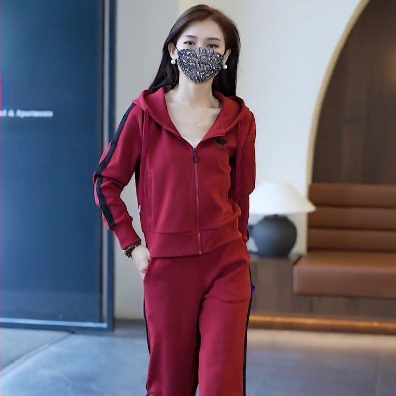 Xiucaiyi női két részes casual szett 3D mintával, poliészter/elasztán keverék, japán-koreai stílus