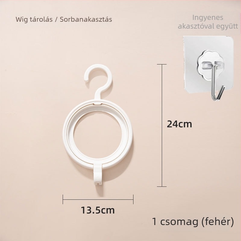 Fali kalaptartó több soros kampókkal, modern minimális dizájn, PP anyag, 2 kg teherbírás