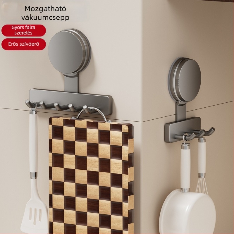 Konyhai vákuumos kampók sorozatos kivitelben — ABS, több soros, modern minimalist stílus, teherbírás 5–10 kg