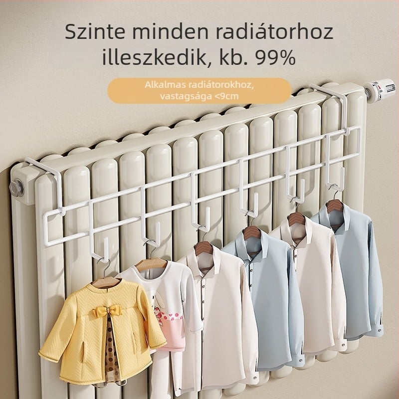 Radiátorkarika – lyuk nélküli, univerzális, vastított, hőálló (szénacél, teherbírás 10 kg, akasztó)