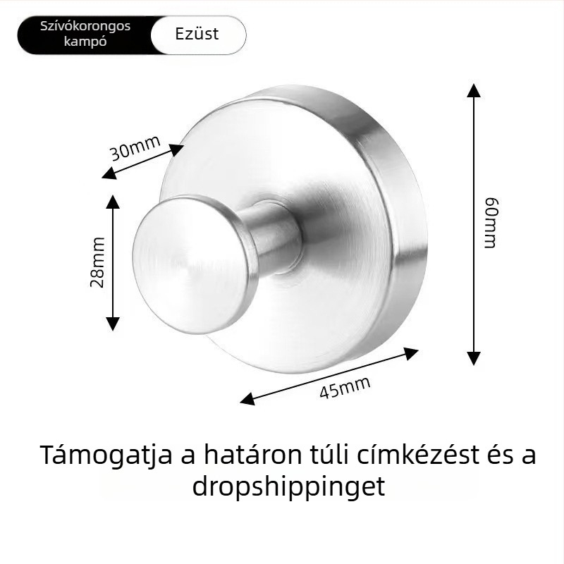 Rozsdamentes acélból készült vákuumos akasztó, fúrás nélkül, szögek nélkül, hálószoba és fürdőszoba számára, skandináv minimalist stílus