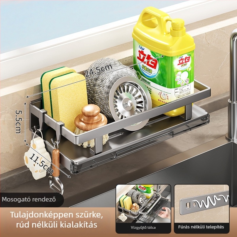 Fali konyhai törölközőtartó csöpögő tálcával, többfunkciós, szénacélból, falra szerelhető, 2017 nyári bevezető