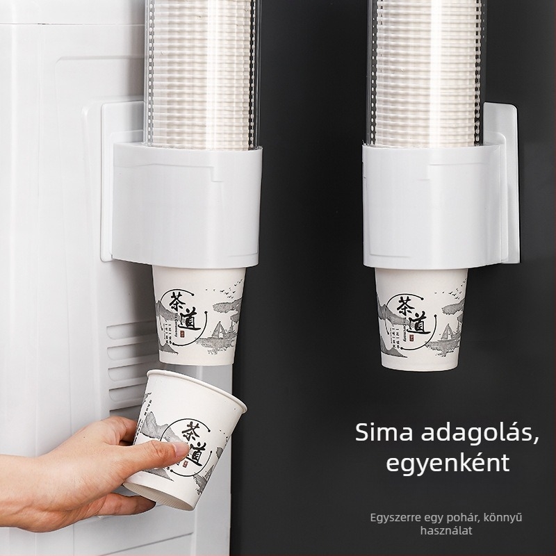 Egyszer használatos pohár tartó, fúrás nélkül falra szerelhető, egyszerű és modern dizájn (Anyag: PP; Réteg: 1; Stílus: Egyszerű és modern; Szerelés: vákuumos falra)