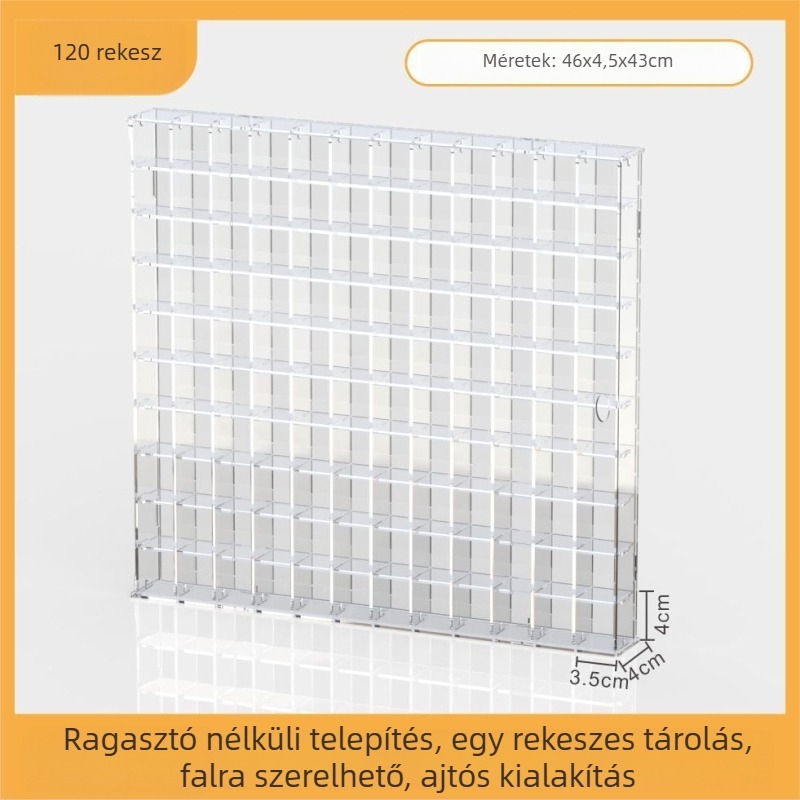 Akril átlátszó vitrín figuráknak, falra szerelhető, levehető, 18 literes kapacitás