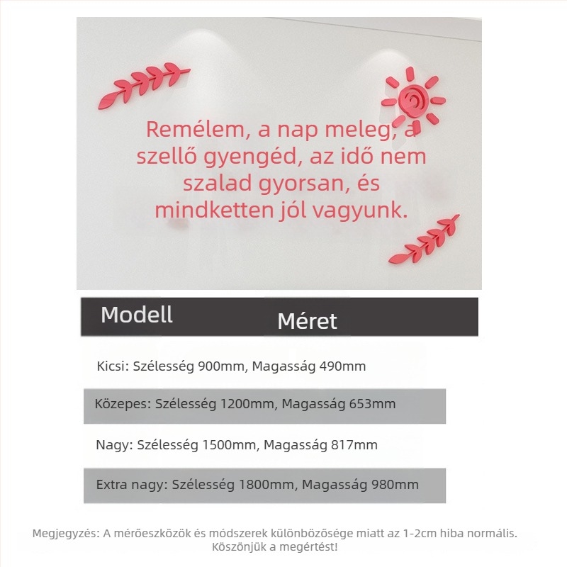 Hope szövegű 3D akril falikép matrica, skandináv stílus, vízálló, tájkép mintával, nappaliba