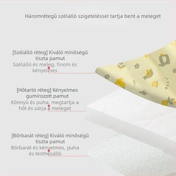 Baba hosszú töltött alvózsák ujja nélküli mellényes, téli tömött pizsama készlet, vastag anyag, állatmintás, láb elleni dizájn