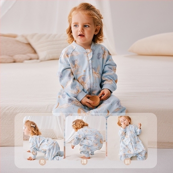 Hordozható baba alvózsák osztott lábakkal, dupla rétegű pamut, 1–3 éveseknek (80–100 cm), nylon cipzár, nyár–tavasz–ősz