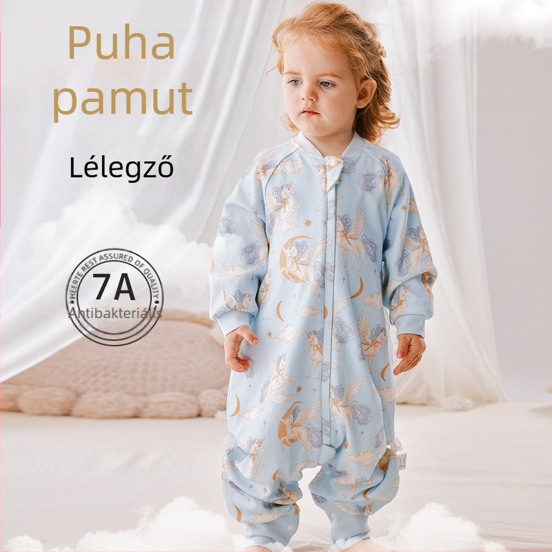 Hordozható baba alvózsák osztott lábakkal, dupla rétegű pamut, 1–3 éveseknek (80–100 cm), nylon cipzár, nyár–tavasz–ősz