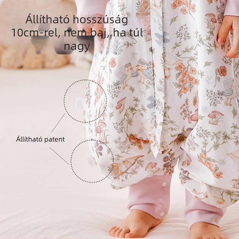 Hordozható baba alvózsák osztott lábakkal, dupla rétegű pamut, 1–3 éveseknek (80–100 cm), nylon cipzár, nyár–tavasz–ősz