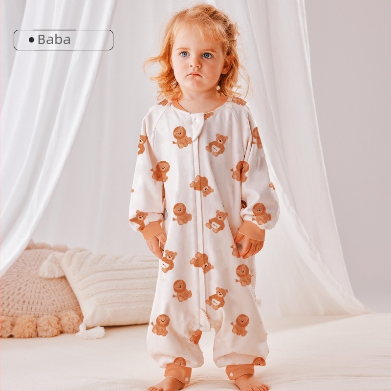 Hordozható baba alvózsák osztott lábakkal, dupla rétegű pamut, 1–3 éveseknek (80–100 cm), nylon cipzár, nyár–tavasz–ősz