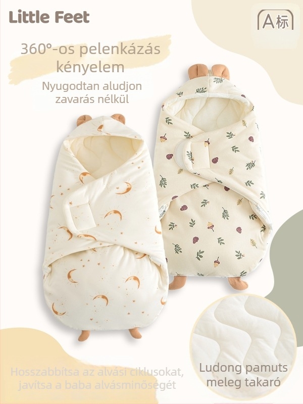 Kókusz-stílusú alvózsák újszülötteknek, 95% pamut, bélés 95% pamut, vastag téli meleg, 0–1 éveseknek, Biztonsági osztály A