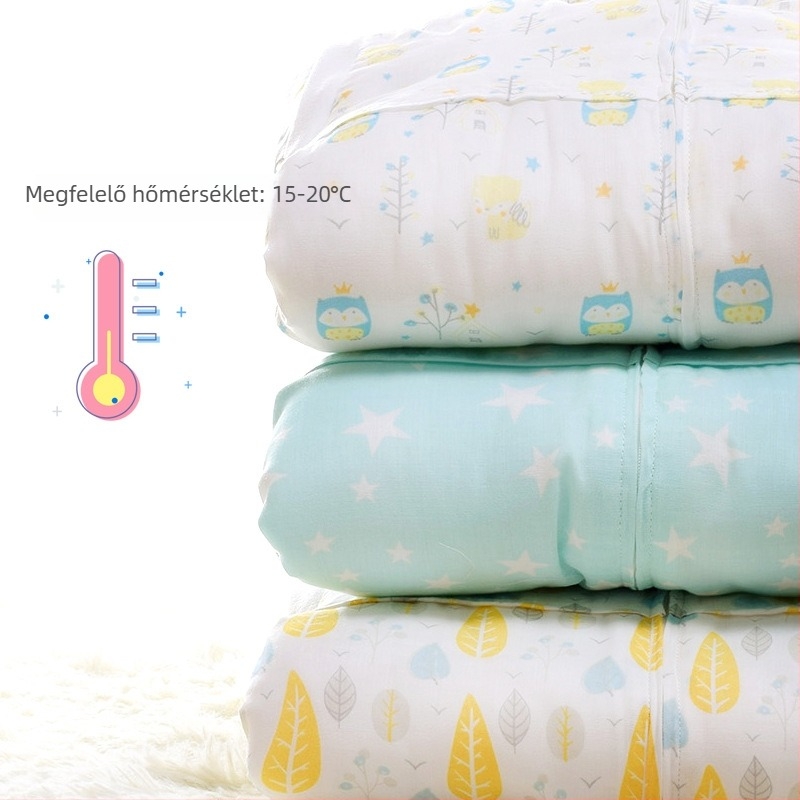 Hálózsák babáknak és kisgyermekeknek, kokón stílusú, géz anyagból, pamut bélés, selyemszál töltet, téli használatra