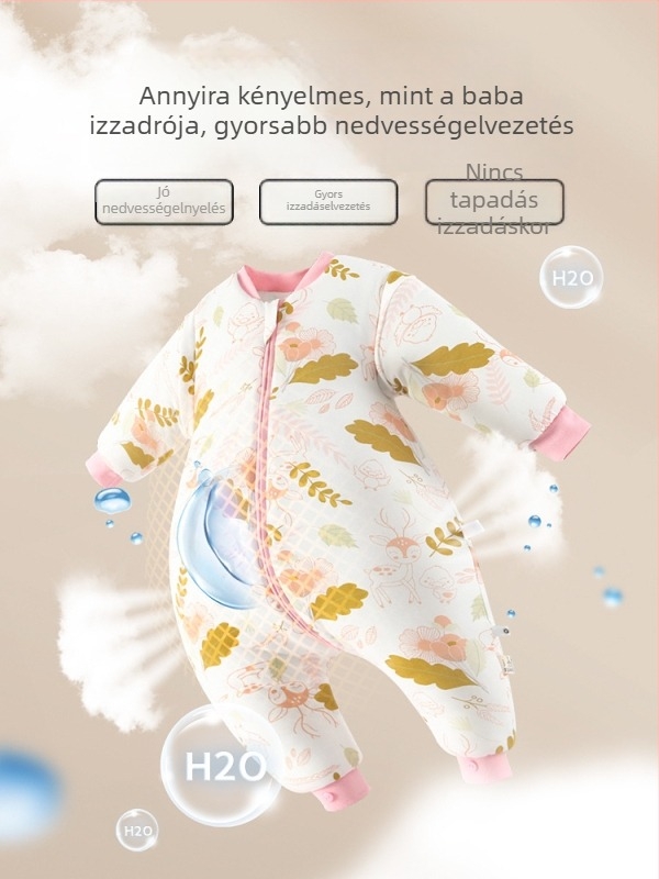 Xikati bébi alvózsák, vastag téli- és őszi modell, négyévszakos használat, állandó hőmérséklet, levehető ujjak, karikatúra mintázat