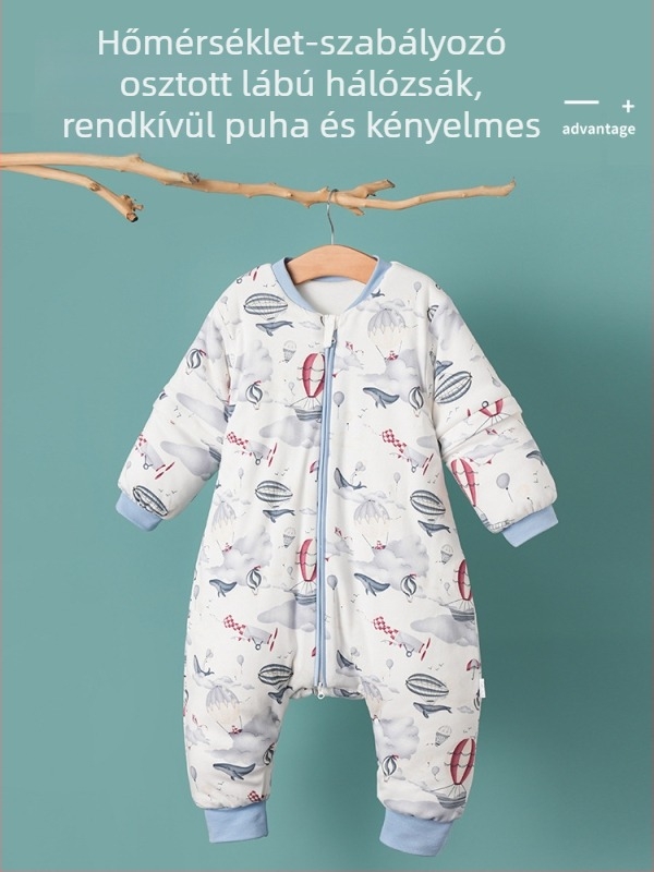 Gyermekek alvózsákja — vastag, quilted kivitel lábakkal elkülönített dizájnnal; anyag: 95% feletti tiszta pamut; bélés: 95% feletti pamut; töltet: poliészter pamut; mintázat: állat.