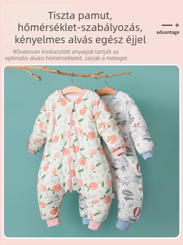 Gyermekek alvózsákja — vastag, quilted kivitel lábakkal elkülönített dizájnnal; anyag: 95% feletti tiszta pamut; bélés: 95% feletti pamut; töltet: poliészter pamut; mintázat: állat.