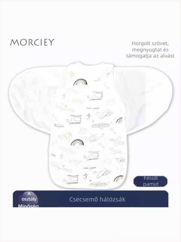 Baba alvózsák levehető ujjakkal, 95% pamut, mosható, vékony anyag, rajzfilm minta