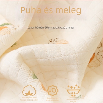 Gyermekeknek szóló quiltelt hálózsák, pamut anyag 95%+, bélés pamut 95%+, töltet poliészter-pamut, rajzfilmszerű minta, téli, tavaszi és őszi használatra