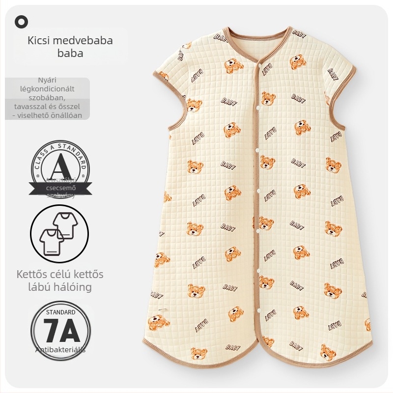 Gyermekeknek szóló quiltelt hálózsák, pamut anyag 95%+, bélés pamut 95%+, töltet poliészter-pamut, rajzfilmszerű minta, téli, tavaszi és őszi használatra