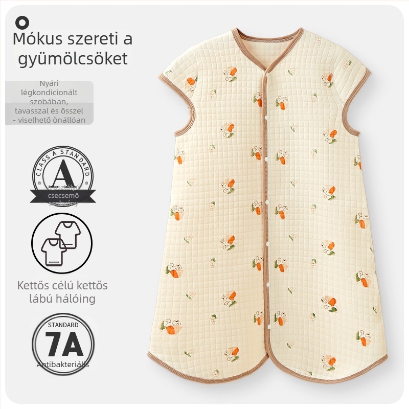 Gyermekeknek szóló quiltelt hálózsák, pamut anyag 95%+, bélés pamut 95%+, töltet poliészter-pamut, rajzfilmszerű minta, téli, tavaszi és őszi használatra