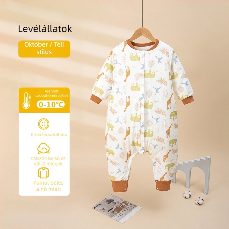 Gyerek hálózsák, vastag téli- és őszi-tavaszi időszakra, külső és bélés 95% pamut, töltet poliészter-pamut, állatmintás, műgyanta cipzár, biztonsági osztály A, 1–6 éveseknek