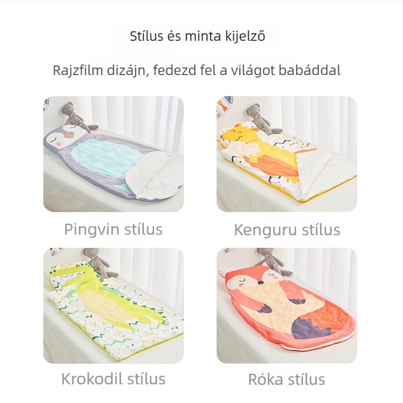 Téli-őszi-tavaszi baba hálózsák rajzolt mintával, meleg, 95 cm, 0–3 éveseknek