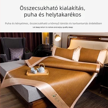 Pelintől védő szúnyogriasztó matrac, Ice Silk hűsítő matrac, 3 részes, összecsukható, kétoldalas, rattan-stílusú ágymatrac, otthonra vagy kollégiumba