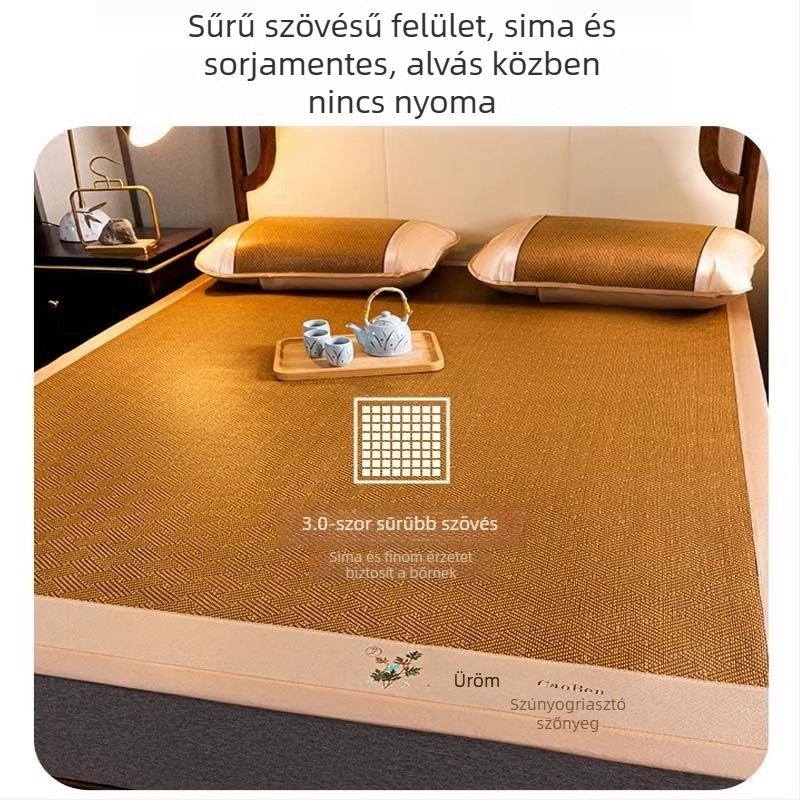 Pelintől védő szúnyogriasztó matrac, Ice Silk hűsítő matrac, 3 részes, összecsukható, kétoldalas, rattan-stílusú ágymatrac, otthonra vagy kollégiumba
