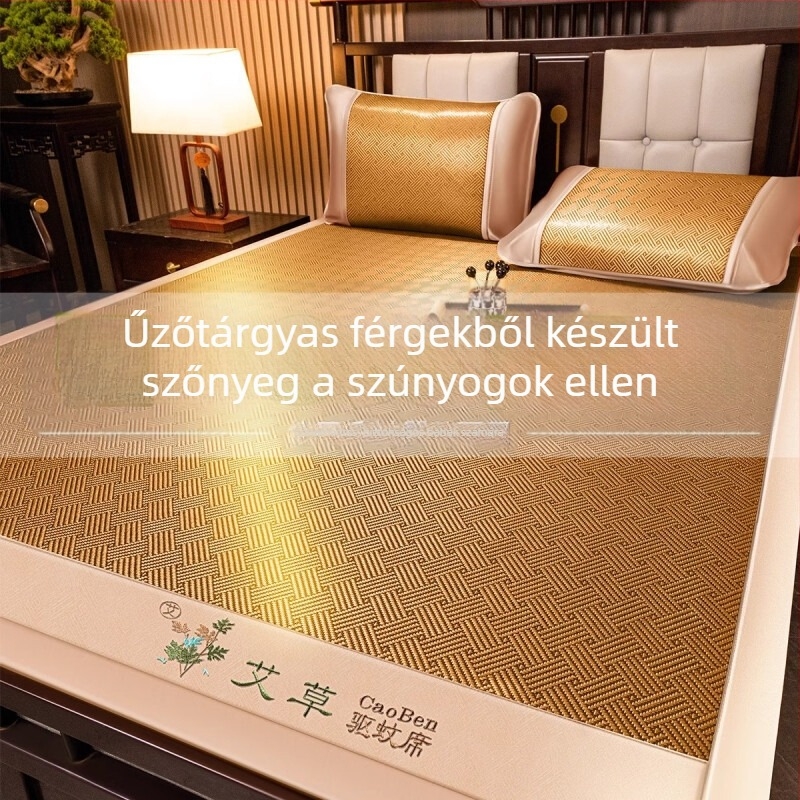Pelintől védő szúnyogriasztó matrac, Ice Silk hűsítő matrac, 3 részes, összecsukható, kétoldalas, rattan-stílusú ágymatrac, otthonra vagy kollégiumba