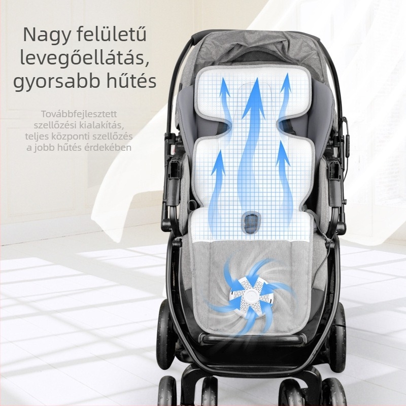Beépített ventilátorral rendelkező elektromos szellőző matrac babaüléshez – lélegző babakocsi párna