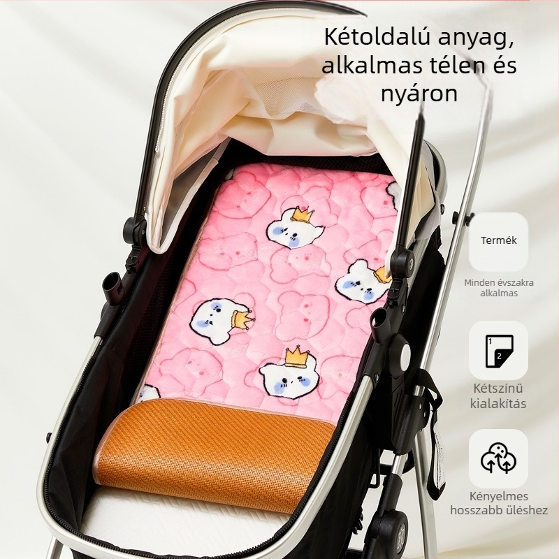 Flaneles babakocsis üléspárna, kétoldalas, négy évszakos