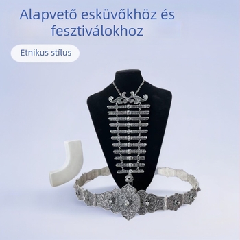 Etno retro deréklánc, fém, szélesség kb. 8 cm, hossz 110/105 cm