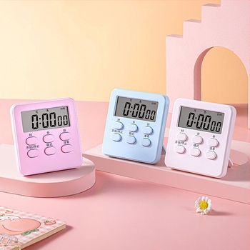 Multifunkcionális időmérő és ébresztő óra LCD kijelzővel, négyzet alakú ABS ház, elektronikus működés