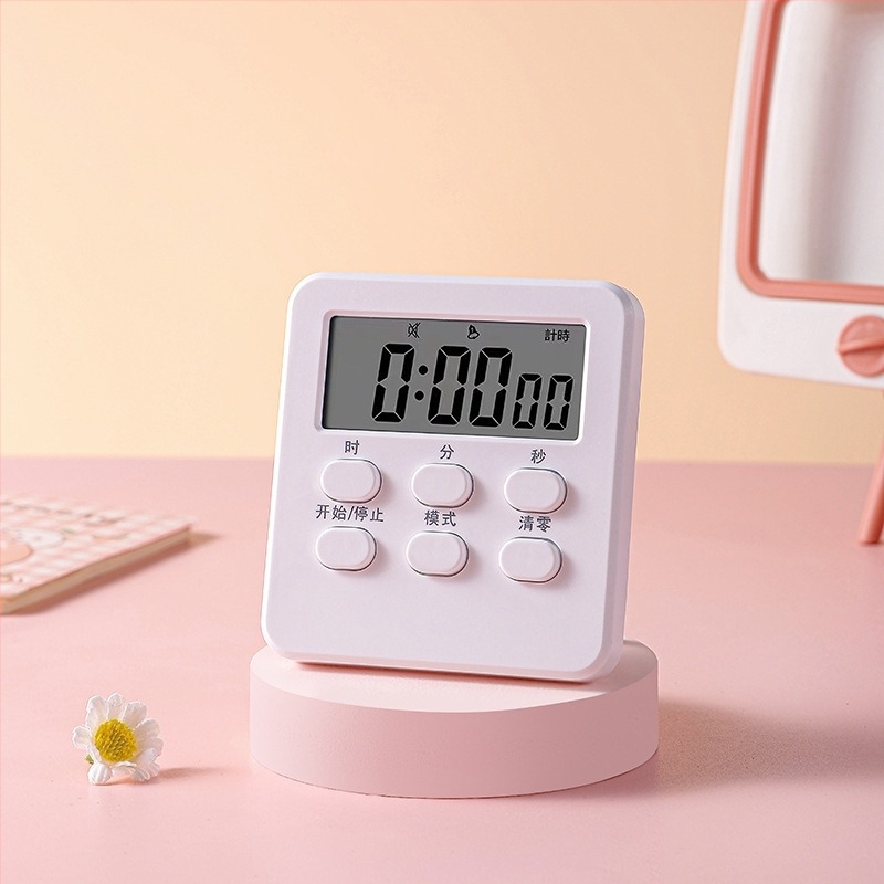 Multifunkcionális időmérő és ébresztő óra LCD kijelzővel, négyzet alakú ABS ház, elektronikus működés