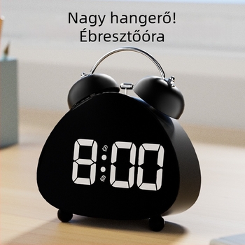 Ébresztőóra LED digitális kijelzővel | Elemről működik | Elektronikus mozgás | 24 órás kijelző | Erős csengő hang